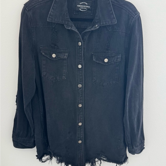 American Bazi Black Denim Jacket - Picture 1 of 5